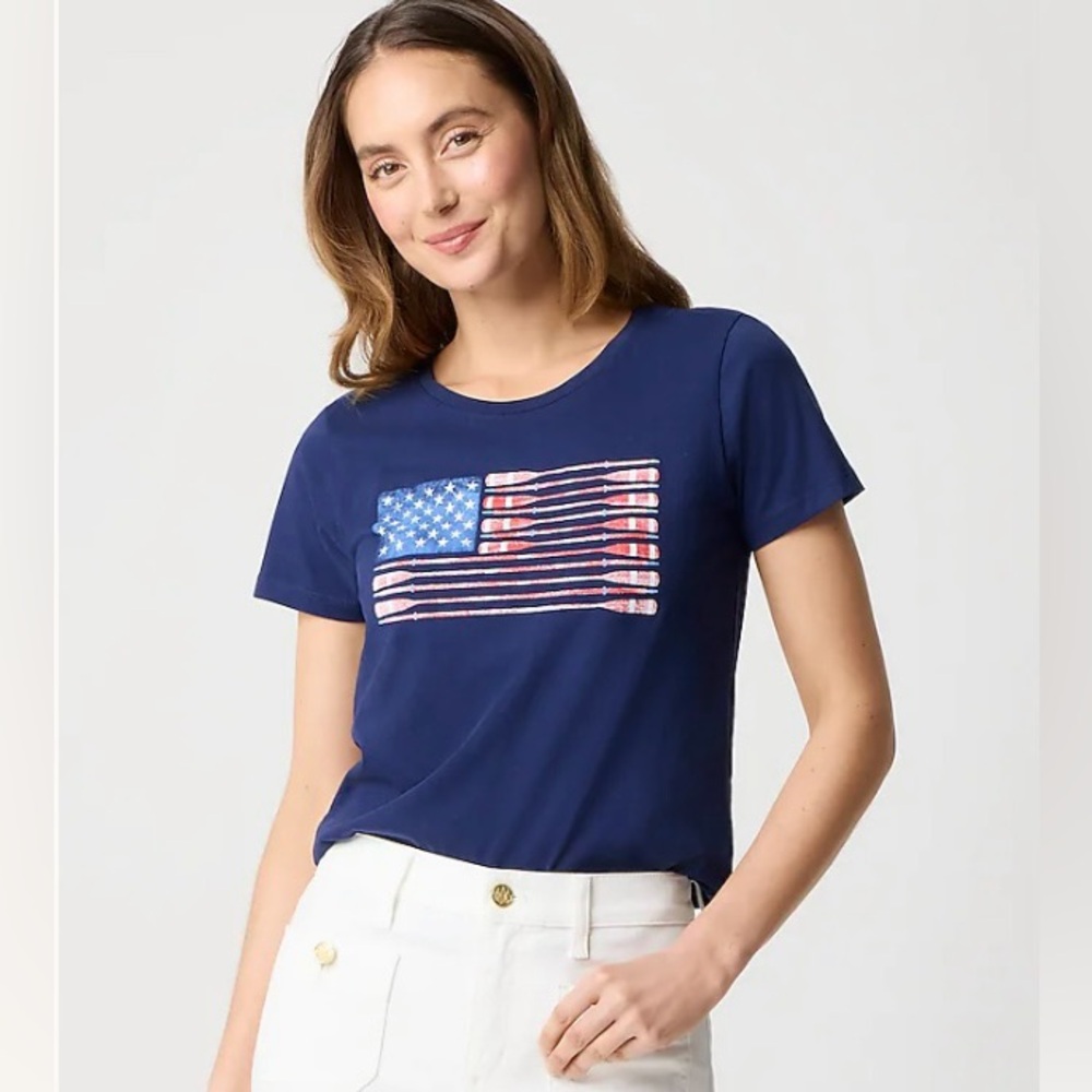 J. Crew Oar Flag Graphic Collector Tee in Navy Size XL. NWT